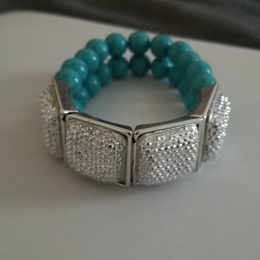 Silver and Faux Turquoise Bracelet